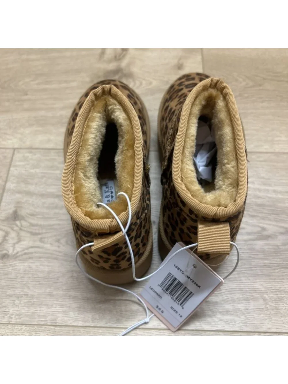 Olivia & Kate Girls Size 12 Girls Leopard Faux Fur Lined Boots. New No Box